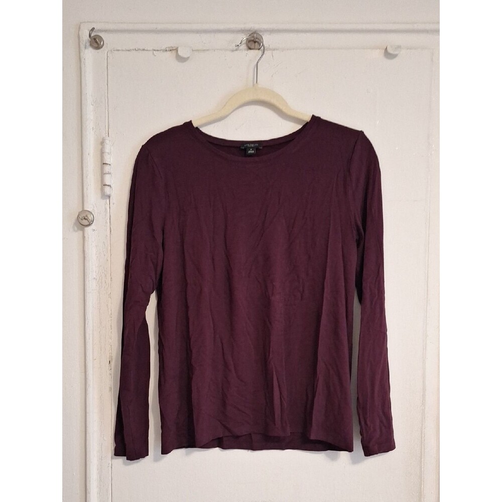 Maroon Ann Taylor Factory Long-Sleeve Crew Top - Plum